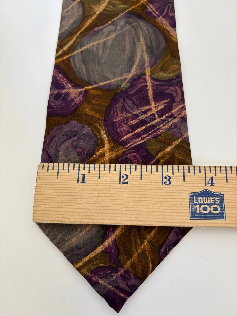 Vintage Galimberti Made In Italy Silk Neck Tie Brown Purple Abstract